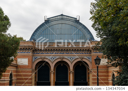 Palacio de Velazquez exhibition hall architecture in Retiro Park, Madrid 134347034