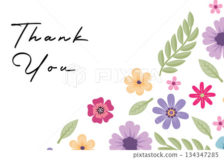 Elegant Thank You Card Design with Colorful Floral Accents and Modern Typography Elegant Thank You Card Design with Colorful Floral Accents and Modern Typography 134347285