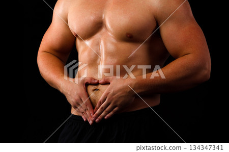 torso of young muscular man 134347341