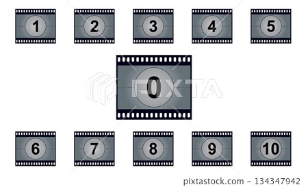 Film Countdown Frames Set Vector Illustration Isolated on White Background 134347942
