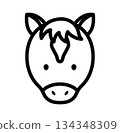 Illustration of a simple icon of a horse's face 134348309