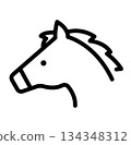 Illustration of a simple icon of a horse's face 134348312