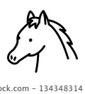 Illustration of a simple icon of a horse's face 134348314