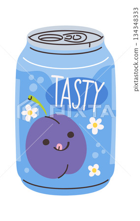 Tasty plum fruit soda drink 134348333