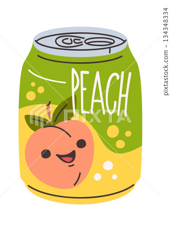 Peach fruit soda drink can Peach fruit soda drink can 134348334