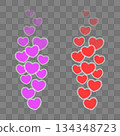 Flying red and purple hearts. Blogging. Stream. Likes online. Social media concept. Vector illustration. 134348723