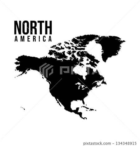 North America map isolated on white background. High detailed. Vector illustration 134348915