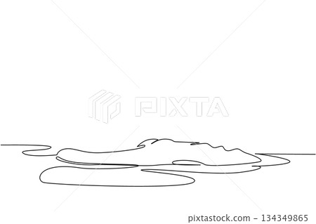 Single one line drawing part of the head of alligator is sticking out of the water. Moving slowly in the swamp. Hunting. The beast. National Alligator Day. Continuous line design graphic illustration Single one line drawing part of the head of alligator is sticking out of the water. Moving slowly in the swamp. Hunting. The beast. National Alligator Day. Continuous line design graphic illustration 134349865