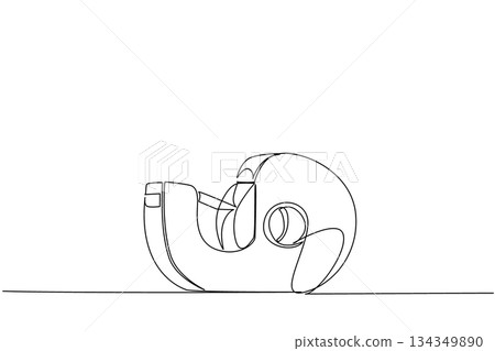 Single continuous line drawing cellophane tape. Adhesive that makes work easier. Makes it easier to create school papers. Tool. Equipment. National Cellophane Tape. One line design vector illustration Single continuous line drawing cellophane tape. Adhesive that makes work easier. Makes it easier to create school papers. Tool. Equipment. National Cellophane Tape. One line design vector illustration 134349890
