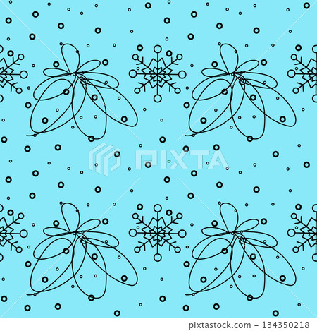 Seamless pattern. Line art of abstract Christmas trees with ornaments Seamless pattern. Line art of abstract Christmas trees with ornaments 134350218