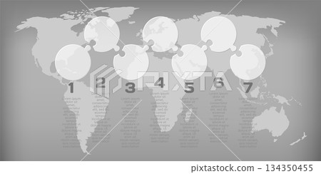 Seven steps line infographic, puzzle diagram Seven steps line infographic, puzzle diagram 134350455