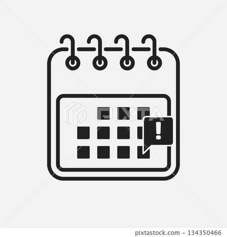 Icon page calendar, pop up message alert or error 134350466