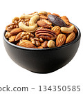 Bowl of mixed nuts isolated on white background 134350585