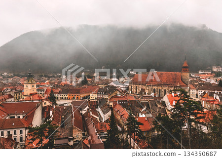 Aerial View of Historic City of Brasov 134350687