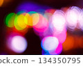 christmas tree bokeh lights. new year abstract background. decorated festive winter holiday backdrop. de focused urban landscape of uzhhorod dark street in glowing december garlands 134350795