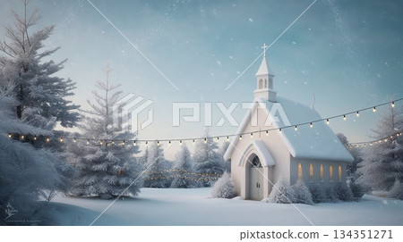 聖誕節:雪中的一座小教堂 聖誕節:雪中的一座小教堂 134351271