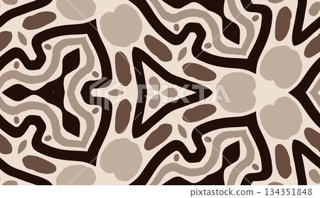 Geometric abstract symmetrical seamless pattern, ethnic art illustration for fabric design and backgrounds Geometric abstract symmetrical seamless pattern, ethnic art illustration for fabric design and backgrounds 134351848