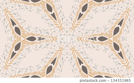Geometric abstract symmetrical seamless pattern, ethnic art illustration for fabric design and backgrounds 134351965
