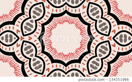 Geometric abstract symmetrical seamless pattern, ethnic art illustration for fabric design and backgrounds Geometric abstract symmetrical seamless pattern, ethnic art illustration for fabric design and backgrounds 134351966