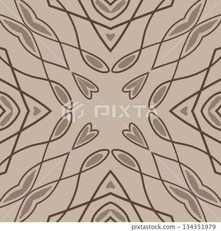 Geometric abstract symmetrical seamless pattern, line art illustration for fabric design and backgrounds Geometric abstract symmetrical seamless pattern, line art illustration for fabric design and backgrounds 134351979