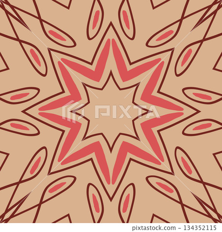 Geometric abstract symmetrical seamless pattern, line art illustration for fabric design and backgrounds Geometric abstract symmetrical seamless pattern, line art illustration for fabric design and backgrounds 134352115