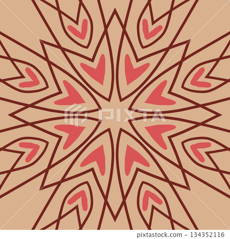 Geometric abstract symmetrical seamless pattern, line art illustration for fabric design and backgrounds Geometric abstract symmetrical seamless pattern, line art illustration for fabric design and backgrounds 134352116
