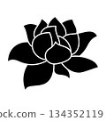 Black Flower Silhouette Vector Illustration. Ideal for logos, tattoos, stickers, laser cutting, vinyl printing, embroidery patterns, wall art and decorative graphic projects. 134352119