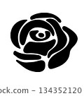 Abstract Rose Silhouette Vector Illustration. Perfect for logos, tattoos, reminder symbols, posters, wall art, stickers, laser cutting, vinyl printing and conceptual graphic design projects. 134352120