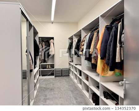 Changing room for office staff. High quality photo Changing room for office staff. High quality photo 134352370