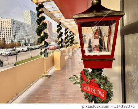 beautiful New Year street decoration. High quality photo beautiful New Year street decoration. High quality photo 134352376