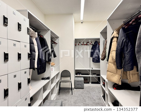Changing room for office staff. High quality photo Changing room for office staff. High quality photo 134352377