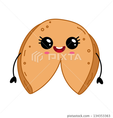 Cute Smiling Fortune Cookie Character Illustration Cute Smiling Fortune Cookie Character Illustration 134353363