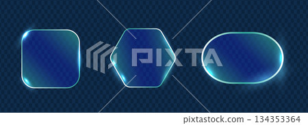 Blue Glassmorphism Rounded Interface Shapes Set 134353364