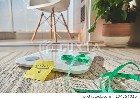 New year resolution for weight loss and fitness goals 134354029