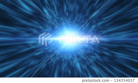Blue glowing energy tunnel with bright light center and flowing plasma textures Blue glowing energy tunnel with bright light center and flowing plasma textures 134354037