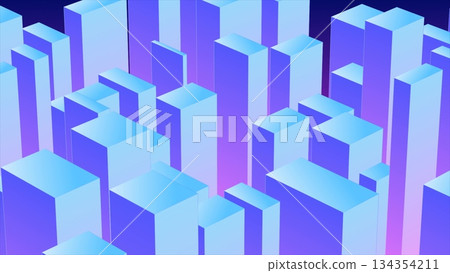 Abstract 3d cubes rectangles blue gradient in the form of a big city with skyscrapers abstract background Abstract 3d cubes rectangles blue gradient in the form of a big city with skyscrapers abstract background 134354211