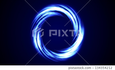 Looped twirl circle of stripes and lines of bright blue beautiful pixels magical energy glowing neon, round frame. Abstract background Looped twirl circle of stripes and lines of bright blue beautiful pixels magical energy glowing neon, round frame. Abstract background 134354212