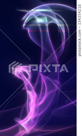 Abstract glowing pink and purple fractal waves resembling a futuristic shape, blending surrealism and fantasy aesthetics Abstract glowing pink and purple fractal waves resembling a futuristic shape, blending surrealism and fantasy aesthetics 134354218