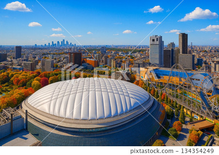 View of Tokyo Dome City LAQUA with autumn leaves from Tokyo Dome Hotel 134354249