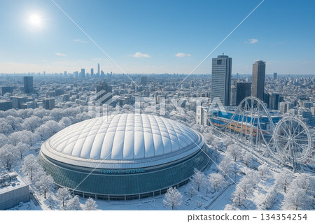 從東京巨蛋酒店眺望雪景中的東京巨蛋城LAQUA 134354254