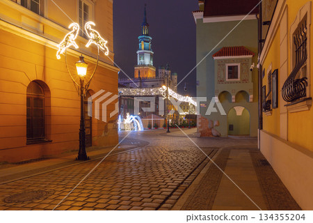 Poznan Town Hall at dawn, Poznan, Poland 134355204