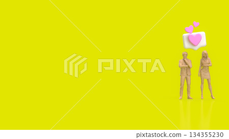 Modern Relationship Communication Concept with Heart Message Icons 3d render. 134355230