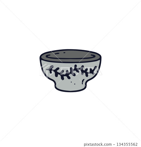 Hand drawn hygge doodle ceramic tea cup icon vector illustration. Cozy home decor clipart 134355562