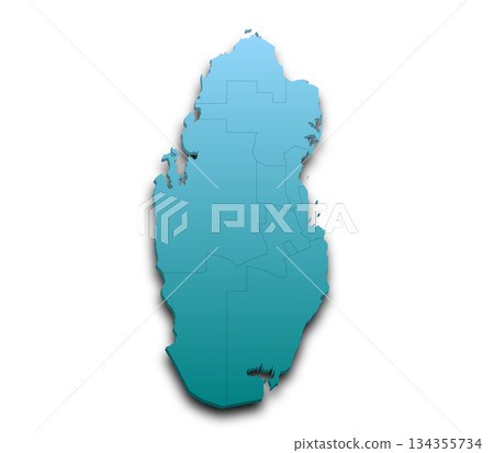 Qatar map, 3d Map of Qatar country with color. State of Qatar, Middle East 134355734