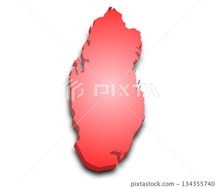 Qatar map, 3d Map of Qatar country with color. State of Qatar, Middle East 134355740