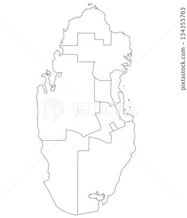 Qatar map, High detailed illustration map - outline Qatar map 134355763