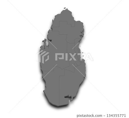 Qatar map, 3d Map of Qatar country with color. State of Qatar, Middle East 134355771