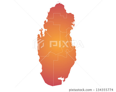 Qatar map, Qatar administrative map. municipality map of Qatar, blank Map, empty map of Qatar 134355774