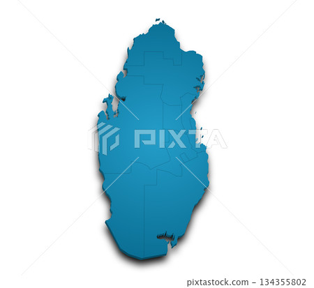 Qatar map, 3d Map of Qatar country with color. State of Qatar, Middle East 134355802