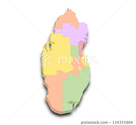 Qatar map, 3d Map of Qatar country with color. State of Qatar, Middle East 134355804